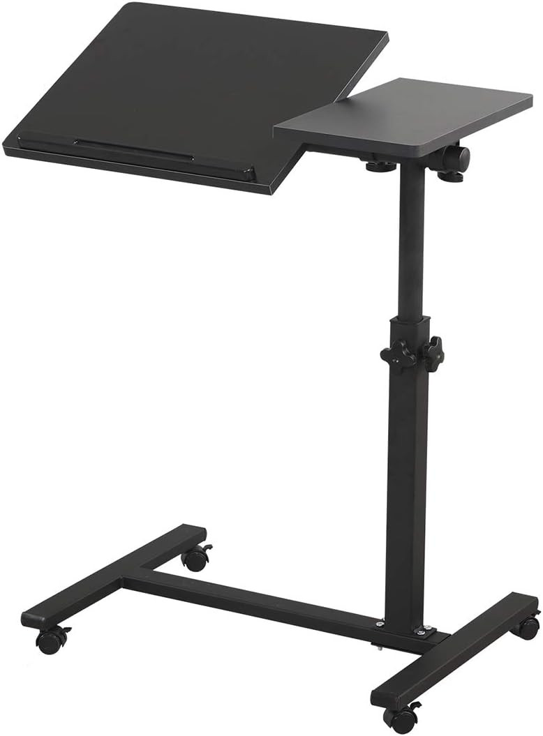 Amazon.com: TigerDad Overbed Bedside Desk Mobile Rolling Laptop Stand Tilting Overbed Table with ... | Amazon (US)