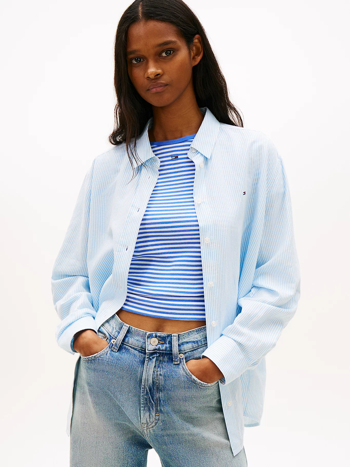 Relaxed Fit Linen Blend Shirt | Blue | Tommy Hilfiger | Tommy Hilfiger UK
