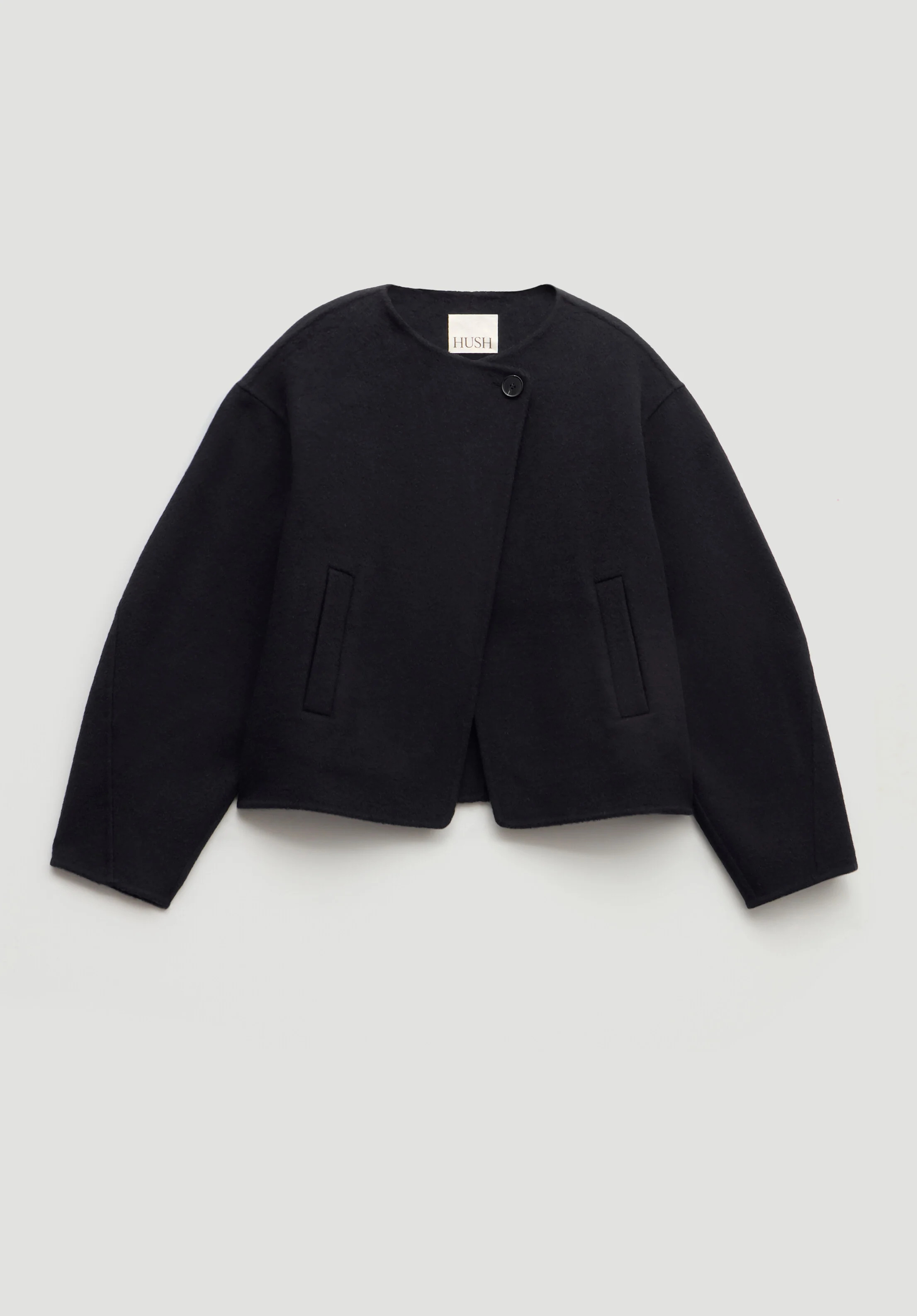 Pure Wool Double Faced Collarless Jacket | Hush UK
