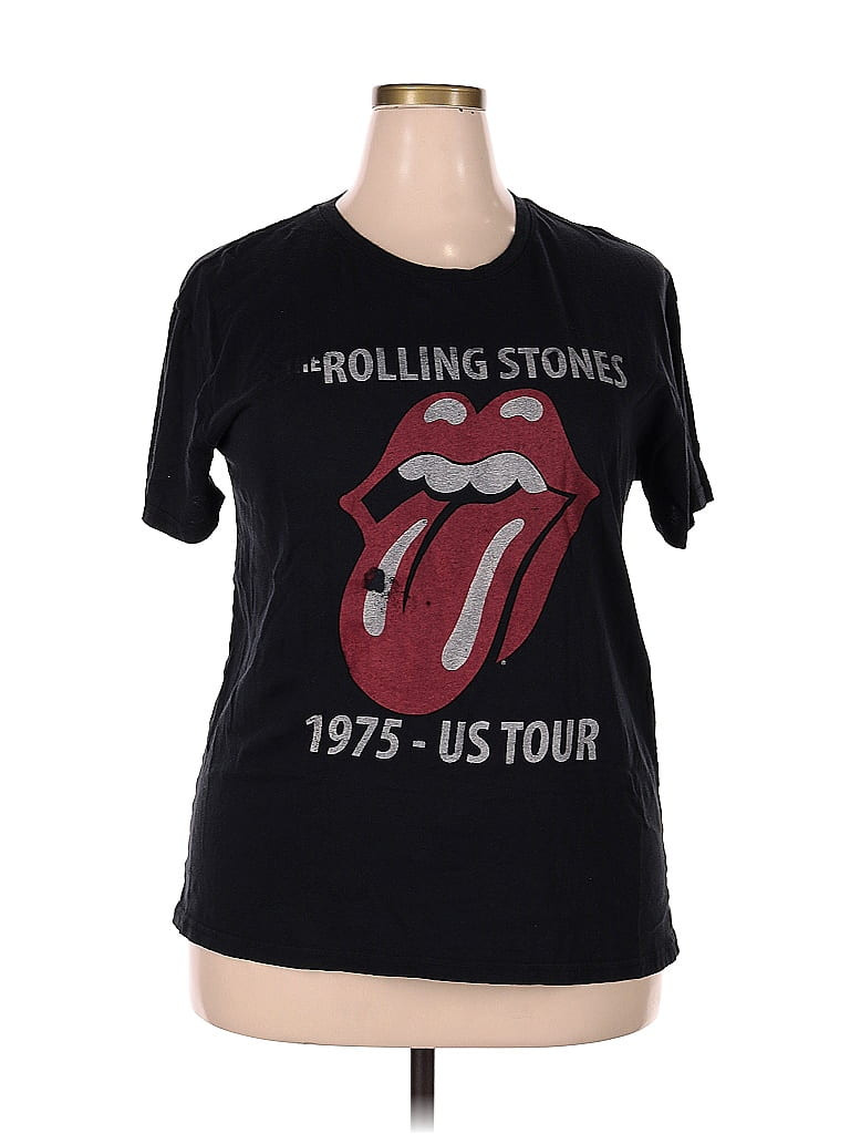 The Rolling Stones Short Sleeve T-Shirt: Black Graphic Tops - Size 2X-Large | ThredUp