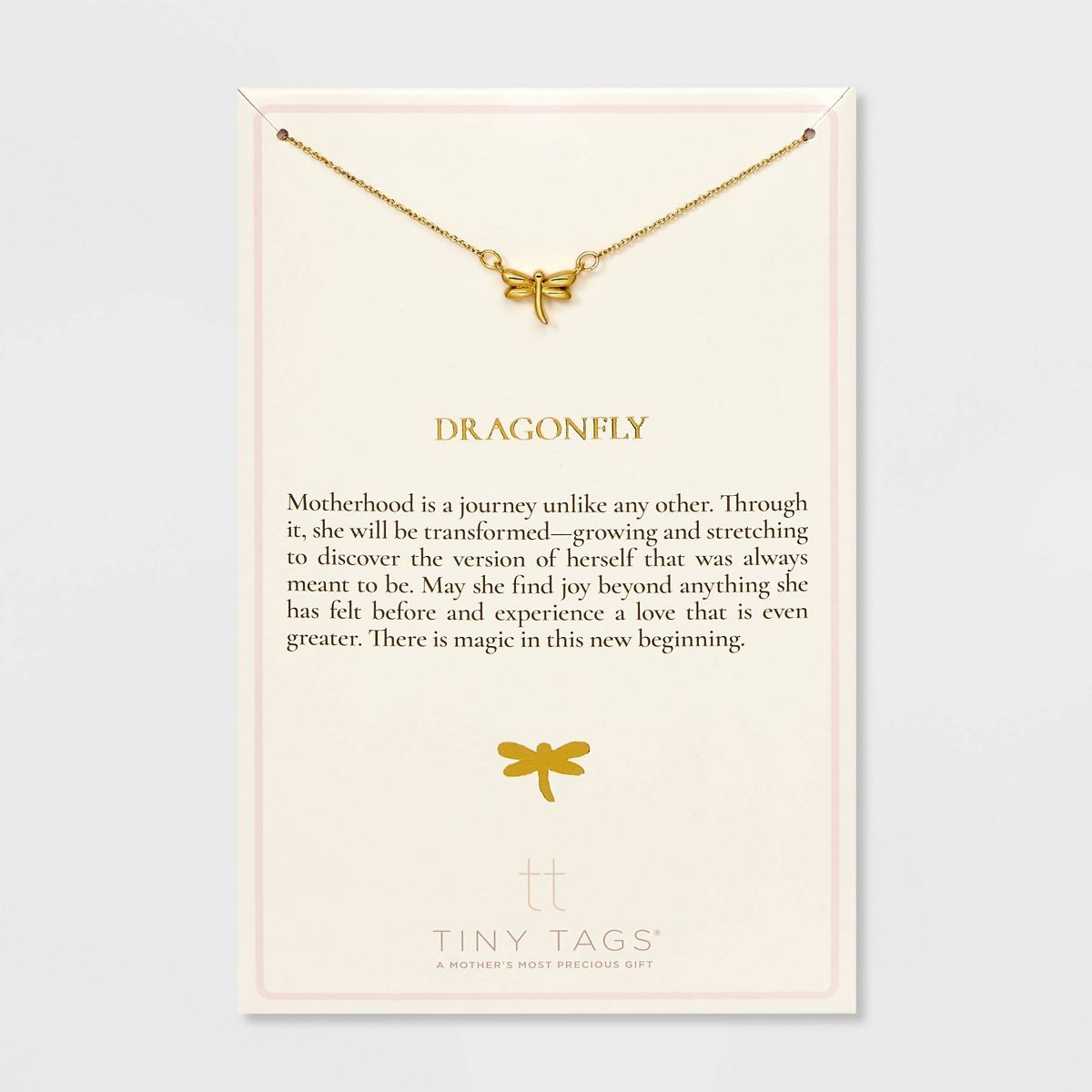 Tiny Tags 14K Gold Ion Plated Dragonfly Chain Necklace - Gold | Target