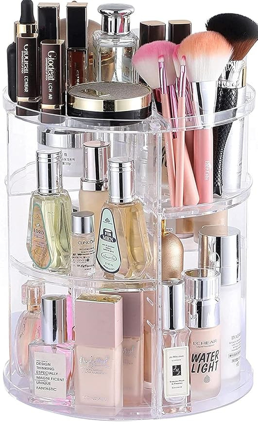 Cq acrylic 360 Degree Rotating Makeup Organizer for Bathroom,4 Tier Adjustable Cosmetic Storage C... | Amazon (US)