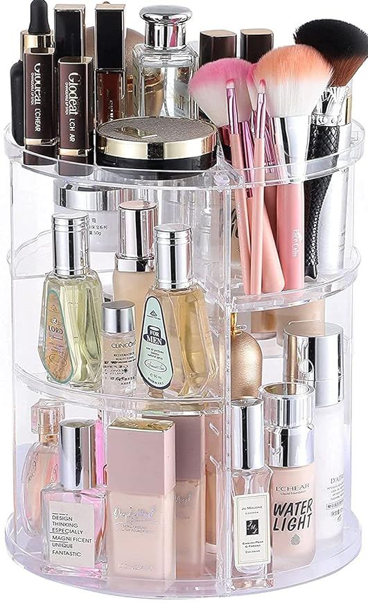 Cq acrylic 360 Degree Rotating Makeup Organizer for Bathroom,4 Tier Adjustable Cosmetic Storage C... | Amazon (US)