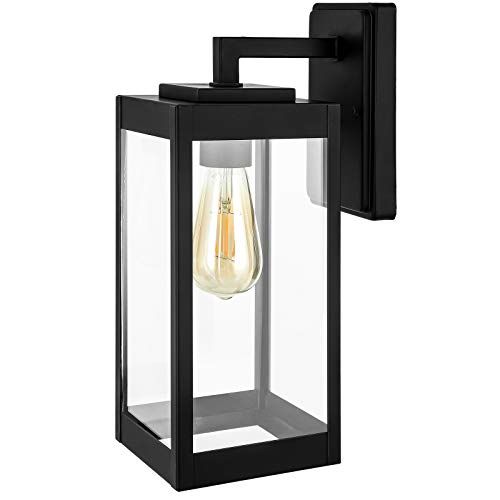 DEWENWILS Outdoor Wall Lights, Exterior Wall Lantern Fixtures with Clear Glass Shade, Matte Black Wa | Amazon (US)