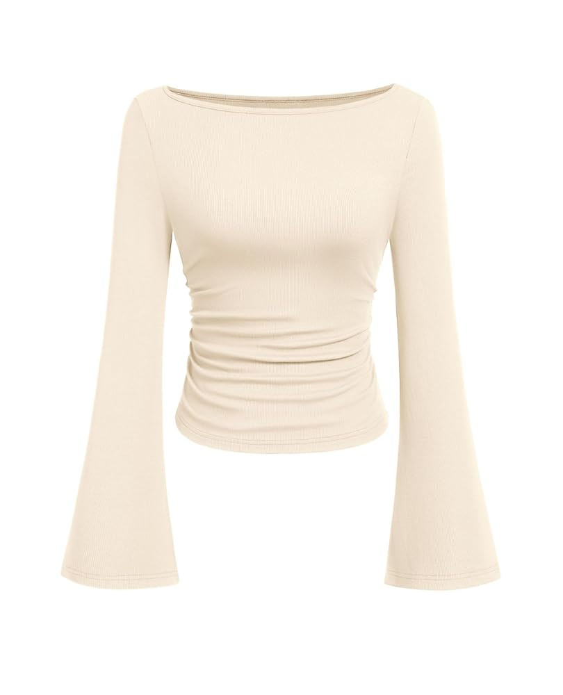 PRETTYGARDEN Women's Long Sleeve Shirts 2025 Fall Crop Going Out Tops Casual Boat Neck Bell Sleev... | Amazon (US)