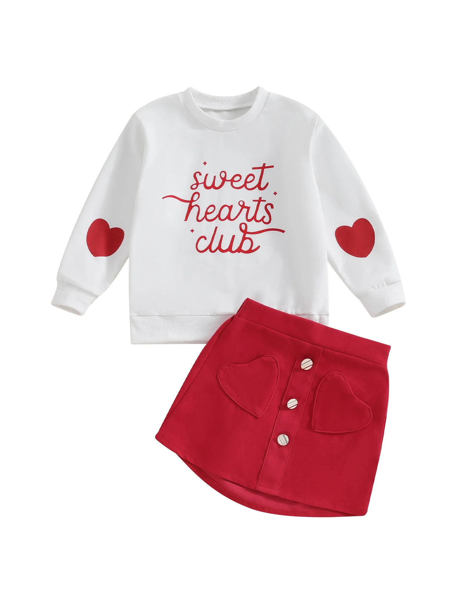 Kids Girls Valentine's Day Outfits 4 5 6 7 Years Sweet Hearts Club Print Long Sleeve Sweatshirt T... | Walmart (US)