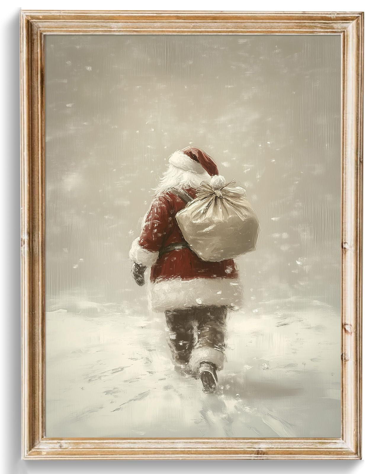 Uniro Christmas Wall Art Prints, Vintage Christmas Decor, Neutral Santa Claus Winter Xmas Poster, Muted Rustic Christmas Artwork Painting, Farmhouse Winter Holiday Print for Bedroom, Living Room, Gallery, winter Room Decor, Holiday Decoration Gifts ( 8" x 10"-UNFRAMED) | Amazon (US)