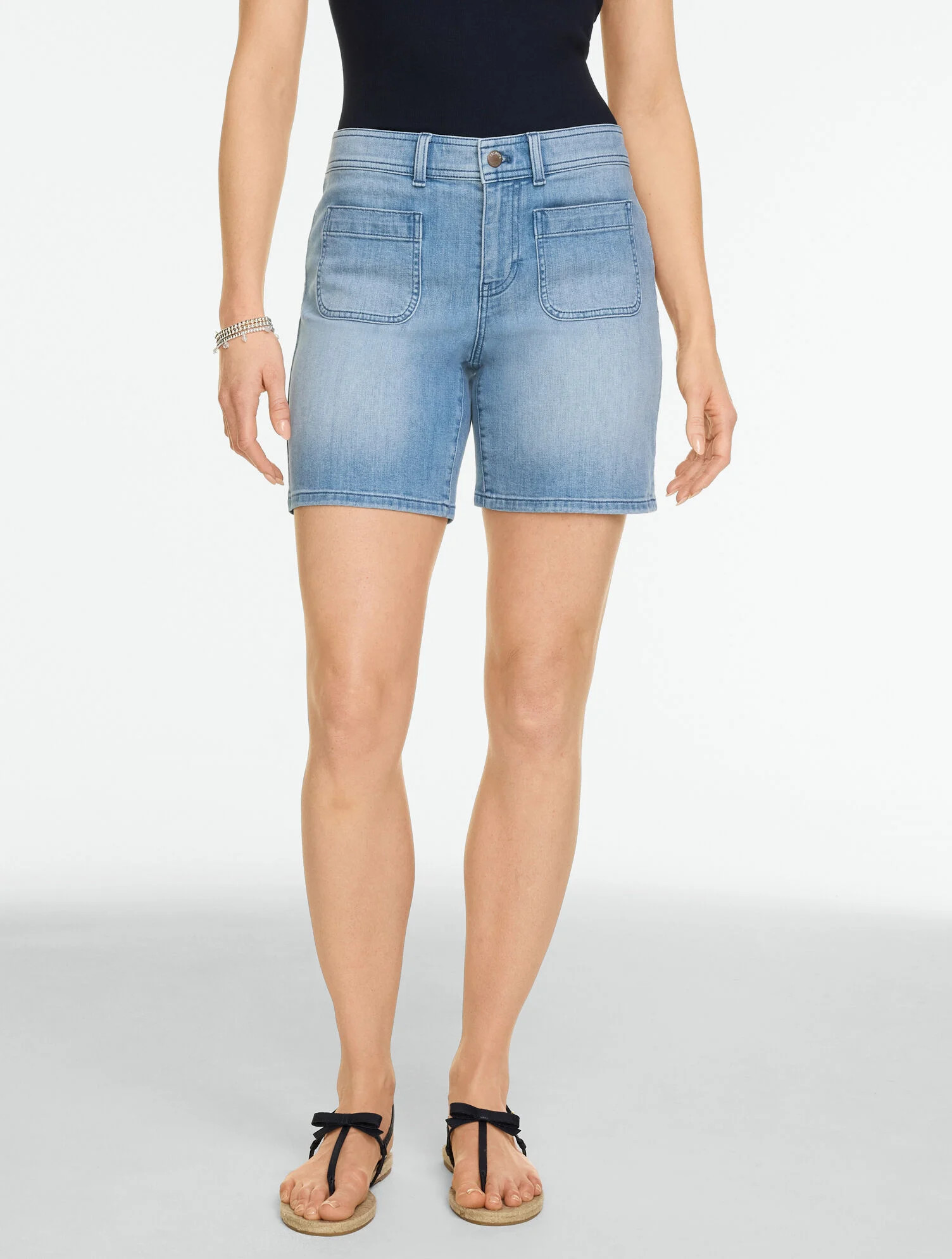 Lightweight  Denim Patch Pocket Shorts - Alys Wash | Talbots