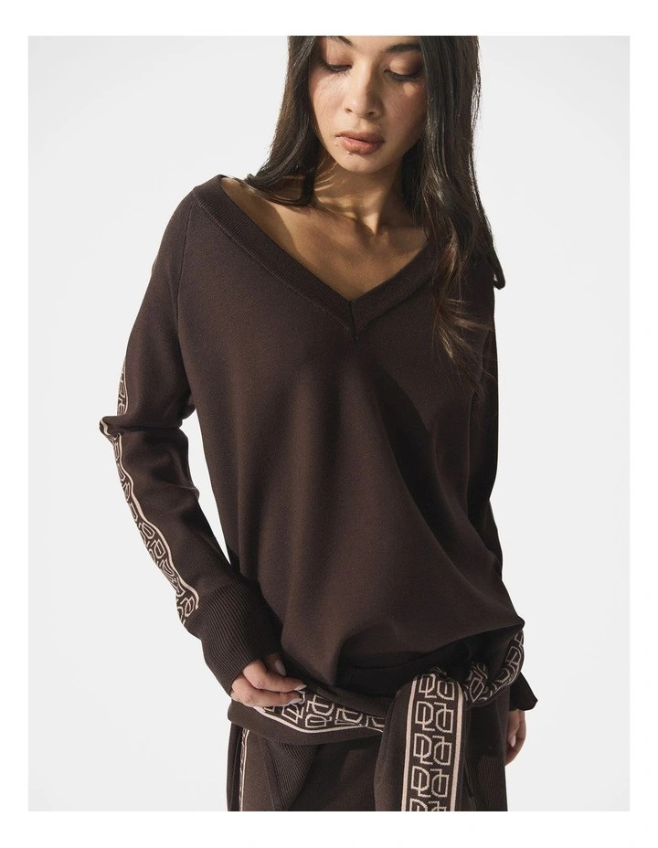 DecjubaContrast Logo Knit Top in Brown | Myer