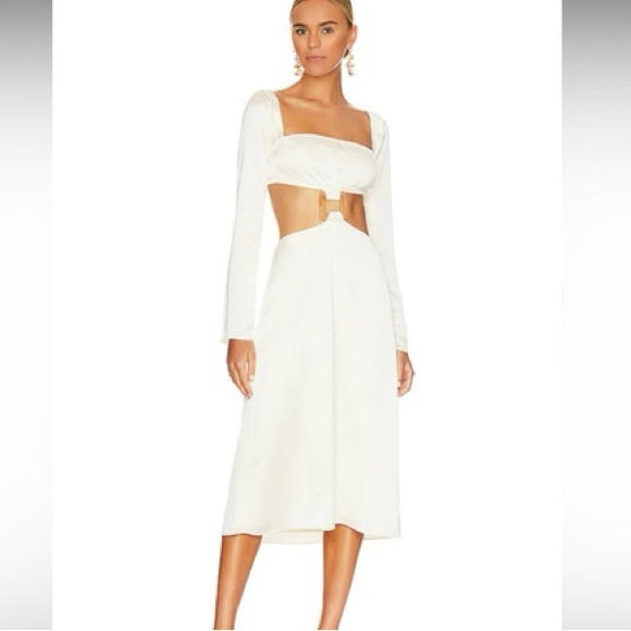 WeWoreWhat long sleeve satin cut out midi (whisper white) | Poshmark