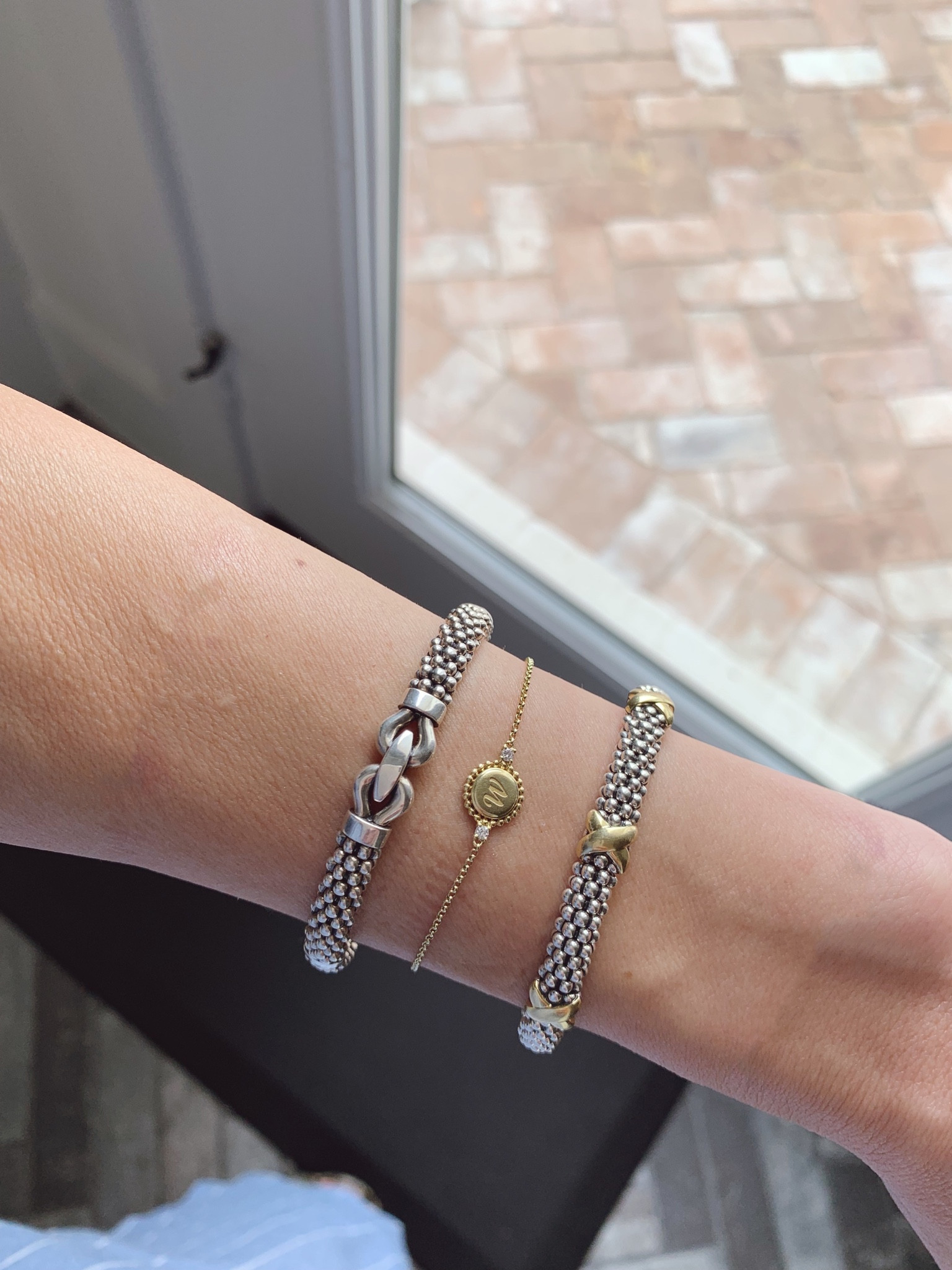 Obsessed with my LAGOS bracelet stack. Mixed metals and caviar beading are signature to LAGOS! I engraved my Gold Diamond Circle Link Bracelet with a W for free. Bracelets can be ordered in S, M or L for the perfect fit! I can’t wait to pass these down to my girls one day🤍#ad

#MyLAGOSMyWay 