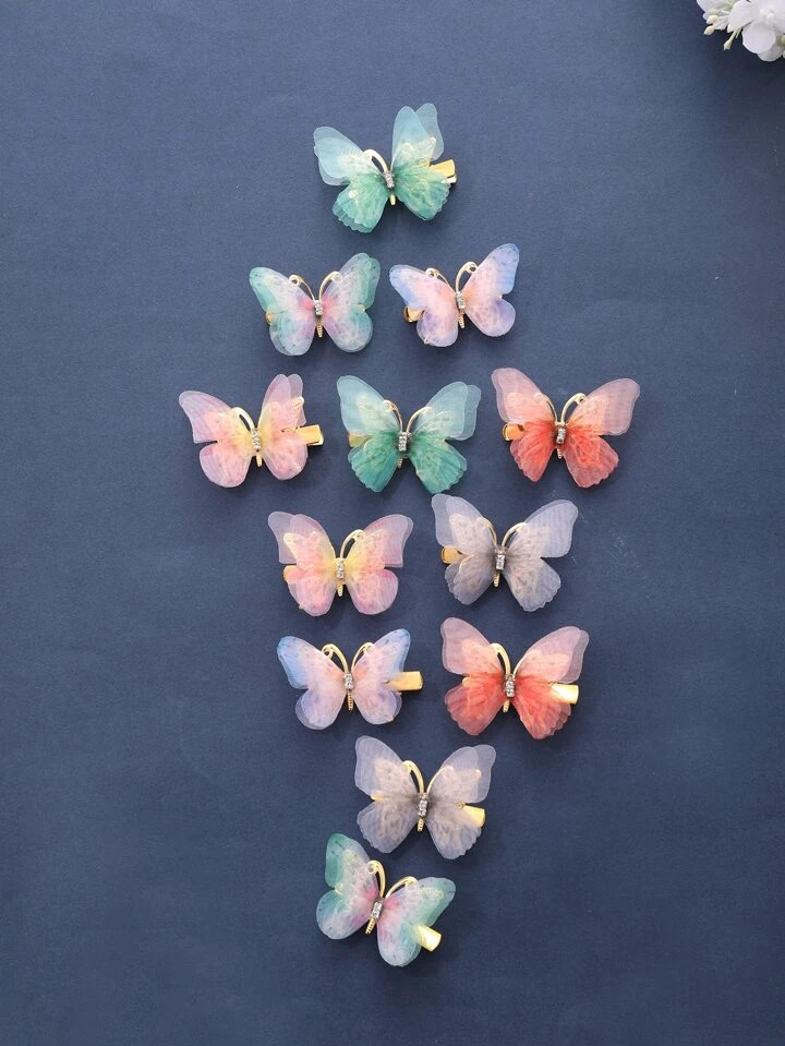 12pcs Rhinestone & Butterfly Decor Alligator Hair Clip | SHEIN