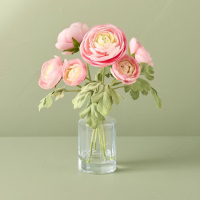10" Small Ranunculus Artificial Flower Arrangement - Hearth & Hand™ with Magnolia | Target