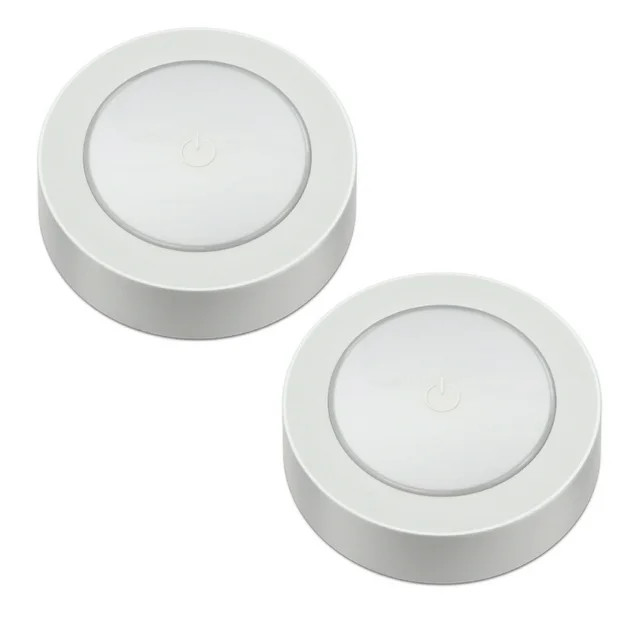 Great Value Wireless Frosted LED Puck Lights - 2 Pack | Walmart (US)