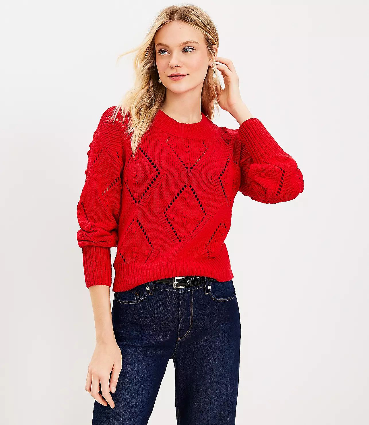 Geo Pointelle Bobble Sweater | LOFT