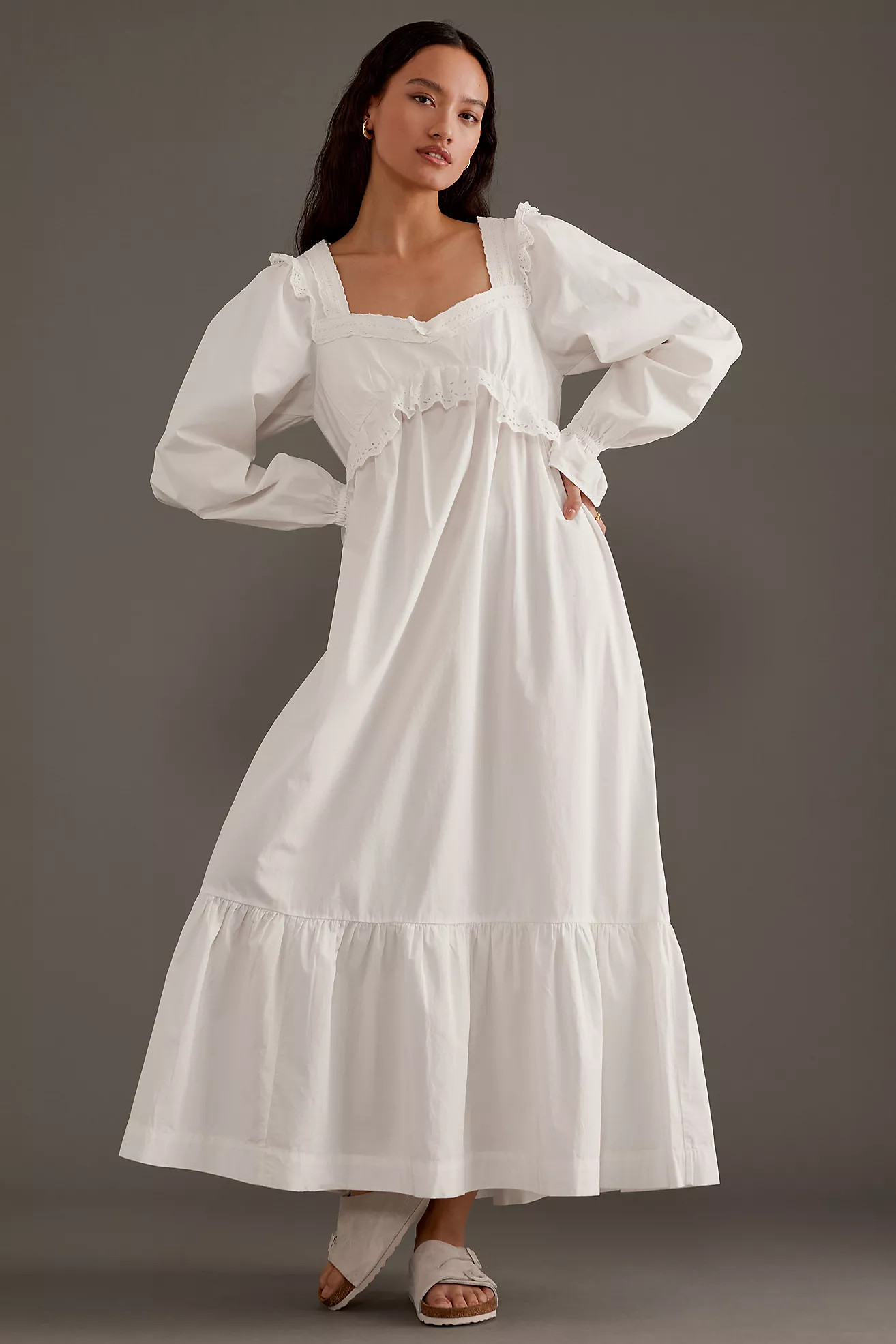 Damson Madder Edith Long-Sleeve Frill Maxi Dress | Anthropologie (UK)