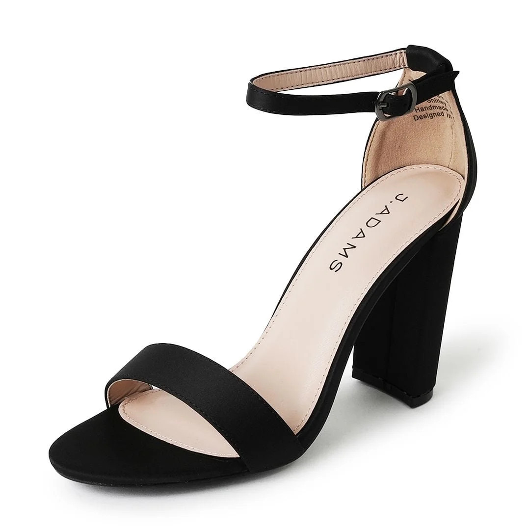 J. Adams Shirley High Silver Comfortable Heels for Women | Open Toe Ankle Strap Sandal Block Heel... | Walmart (US)