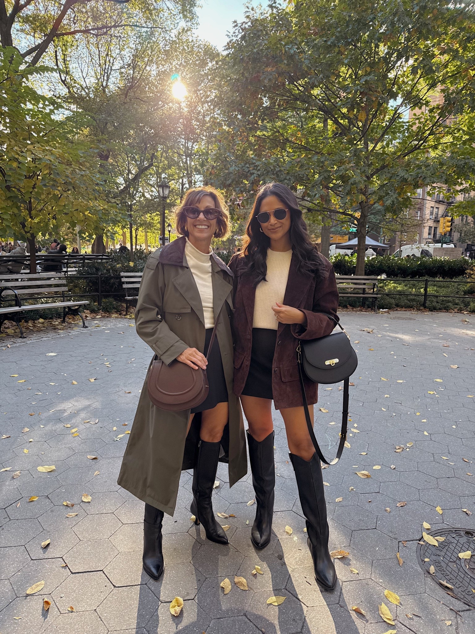 Twinning with my mom in our favorite @abercrombie skirts with built-in shorts. 
Take 20% off our bags with code: HAUTE20
#skirts #abercrombie #boots 


#LTKStyleTip 

#LTKOver40 #LTKPetite