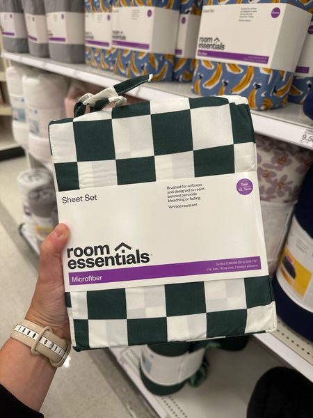Looks like the black  & white checkerboard print trend isn’t going anywhere! These new Room Essentials microfiber sheets are the BOMB.com! Linking a few more of my favorite checkerboard print college/dorm room essentials! 

#LTKhome #LTKkids #LTKFind