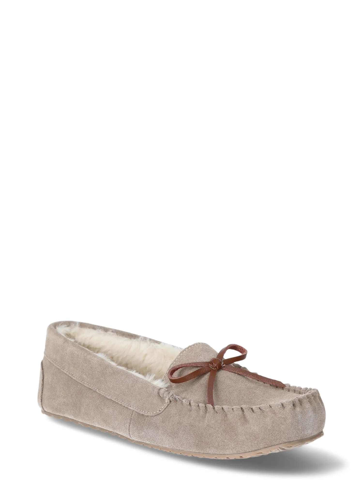 Joyspun Women's Suede Moccasins with Faux Shearling Lining, Sizes 6-11 | Walmart (US)