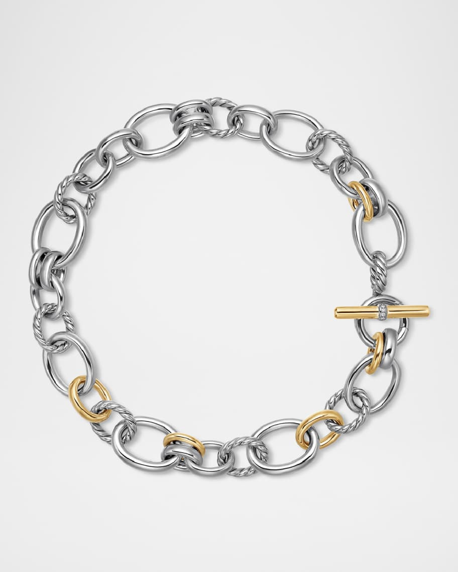 DY Mercer Necklace with Diamonds and 18K Gold in Silver, 25mm, 19"L | Neiman Marcus