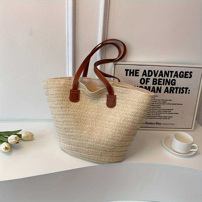 2025 new woven wicker bucket bag women lightweight large - Temu Canada | Temu Affiliate Program