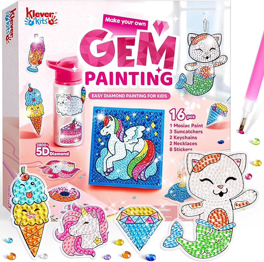 Klever Kits 16 Projects Gem Painting, Kids Diamond Gem Painting Kit with 5D Gem, Arts and Crafts ... | Amazon (US)