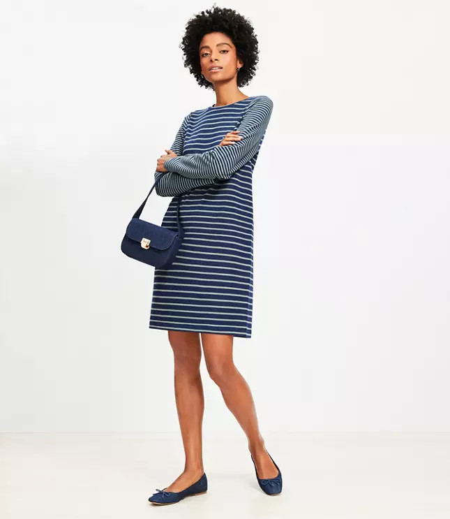 Striped Terry Mini Dress | LOFT