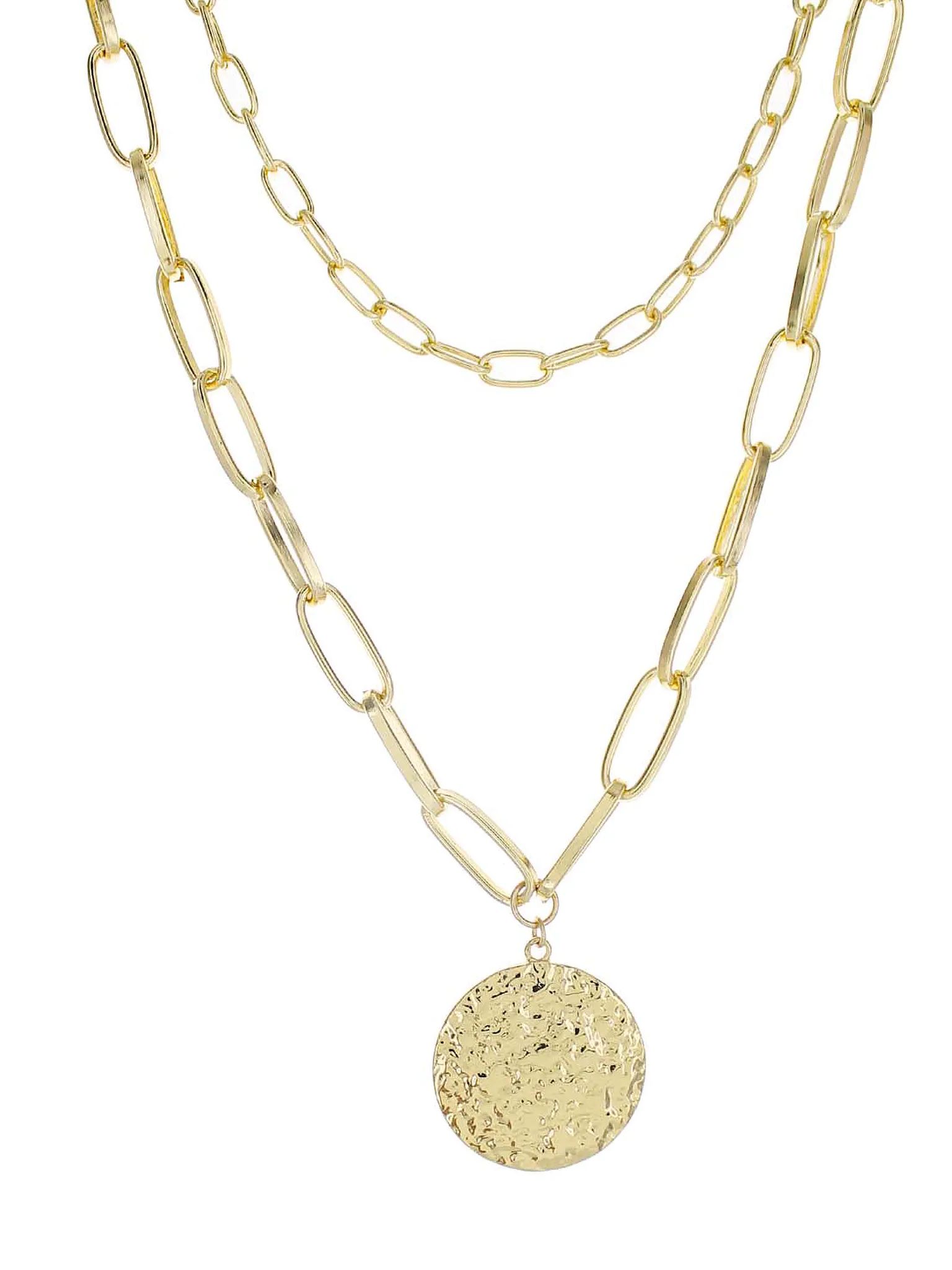 Gold Chain 2 Row Hammered Disk Necklace | Verishop