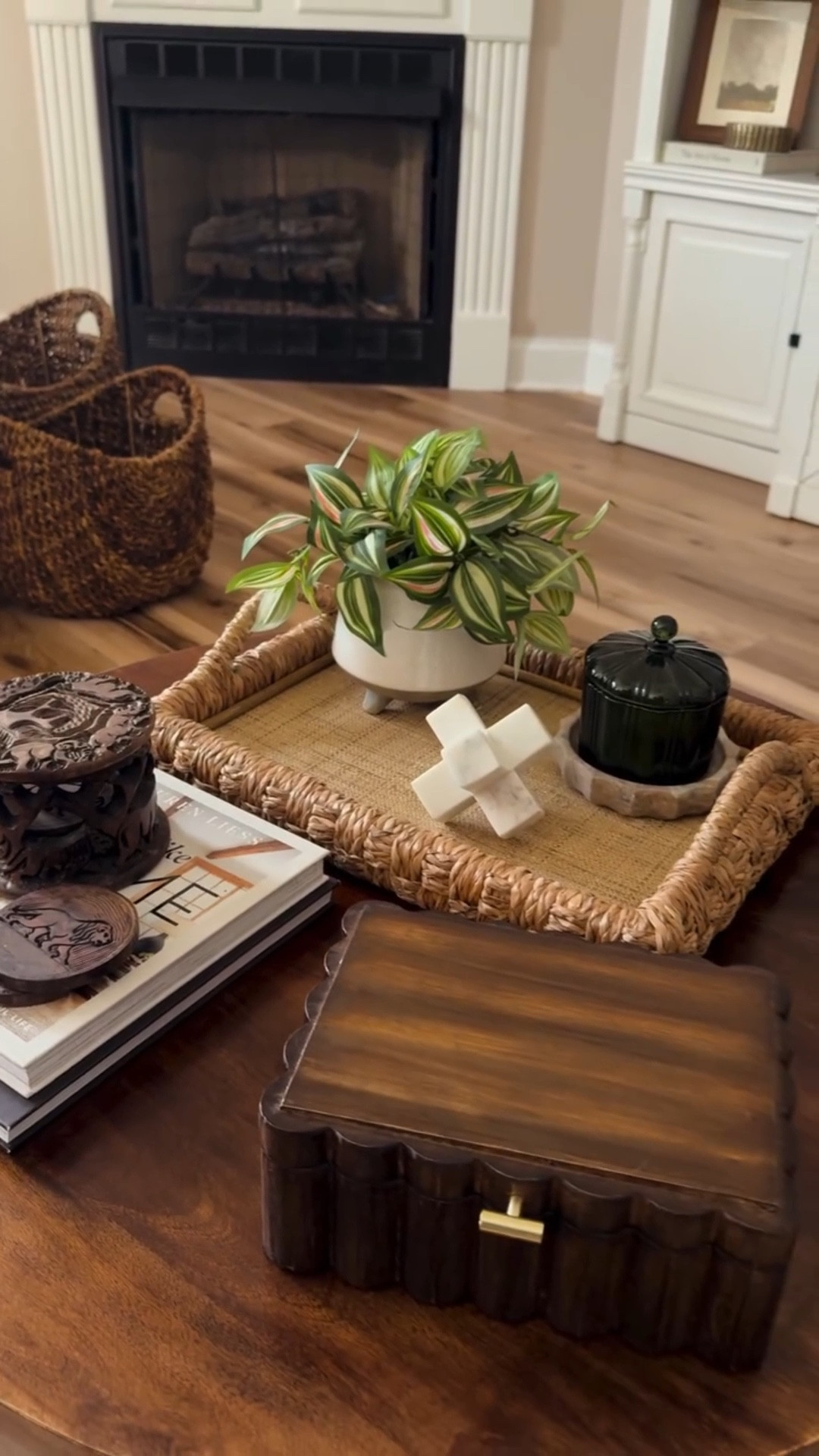 Woven, marble, wood…why this coffee table combo just works.

It works because, a woven tray softens the space, marble elevates it, books add thoughtful height, a carved piece brings soul, and wood keeps everything grounded, but the best styling choice is always what feels right to you.

#cozyvibes #coffeetable #cozyhome #coffeetabledecor #neutralstyle

#LTKFindsUnder100 

#LTKSeasonal #LTKHome