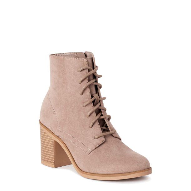 Time and Tru Lace Up Heel Bootie (Women's) | Walmart (US)