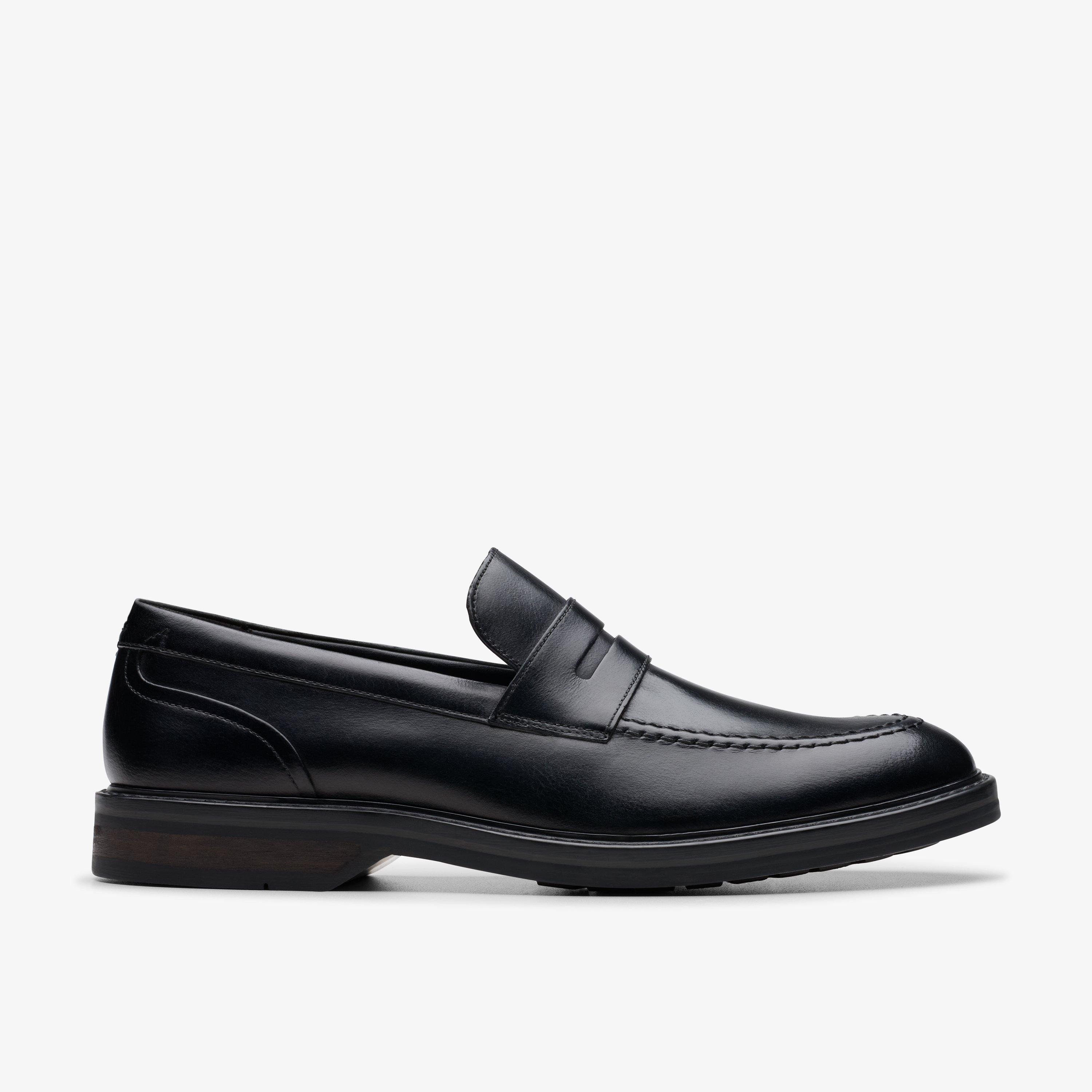 Mens Aldwin Step Black Leather Loafer Shoes | Clarks (US)