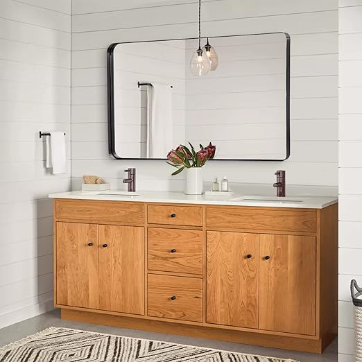 ANDY STAR 30”x48” Black Bathroom Mirror, Wall Mirror for Bathroom, Rounded Rectangle Mirror i... | Amazon (US)