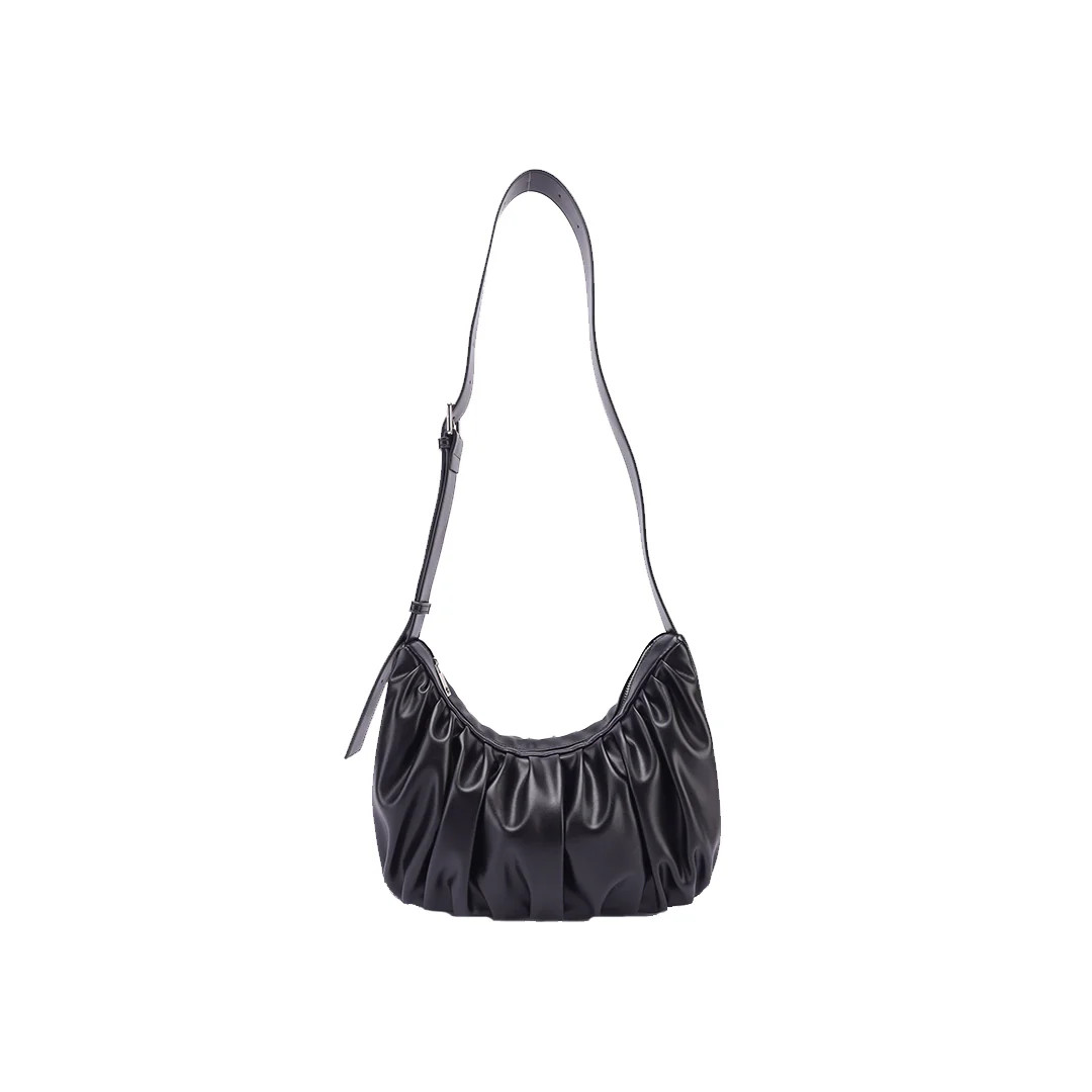 Leather Croissant Sling (Black) | GOOD TOTES