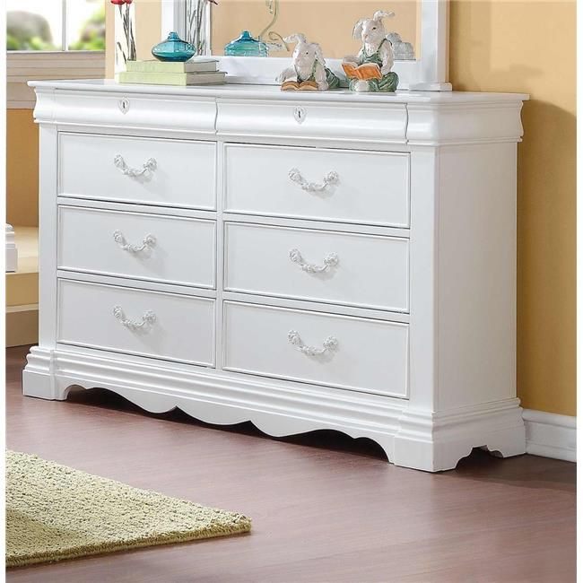 HomeRoots 486517 56 in. Solid Wood Vintage Style Eight Drawer Double Dresser&#44; White | Walmart (US)