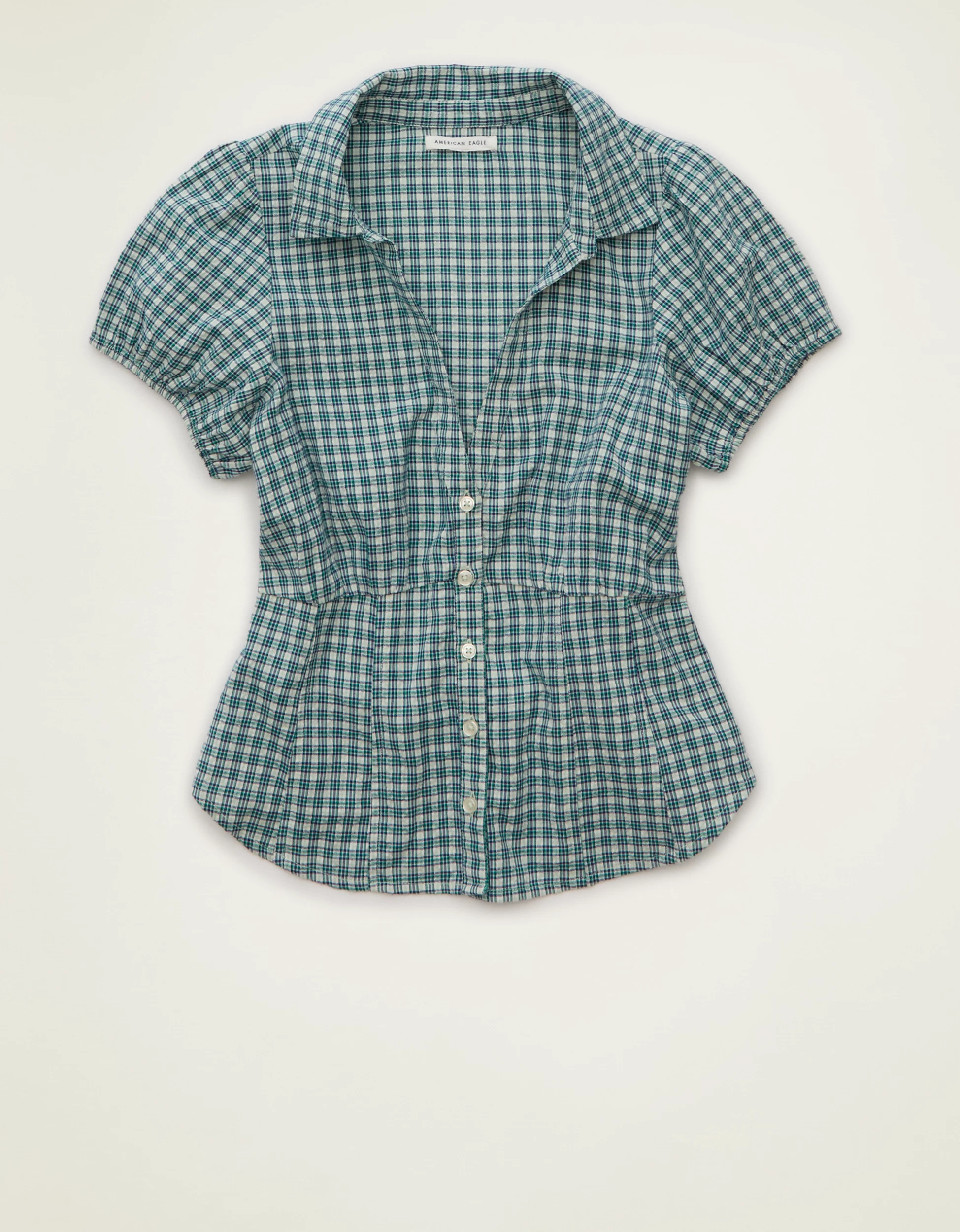 AE Short-Sleeve Button-Up Shirt | American Eagle Outfitters (US & CA)