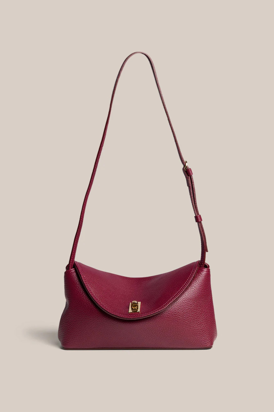 Sloane Bordeaux Leather Crossbody Clutch | VESTIRSI