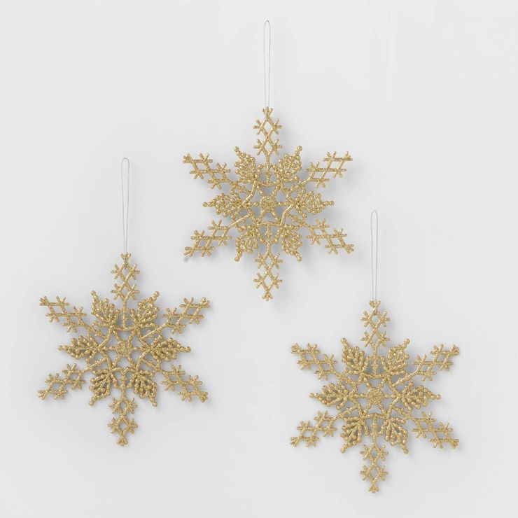 3ct Glittered Snowflake Christmas Ornament Set - Wondershop™ | Target