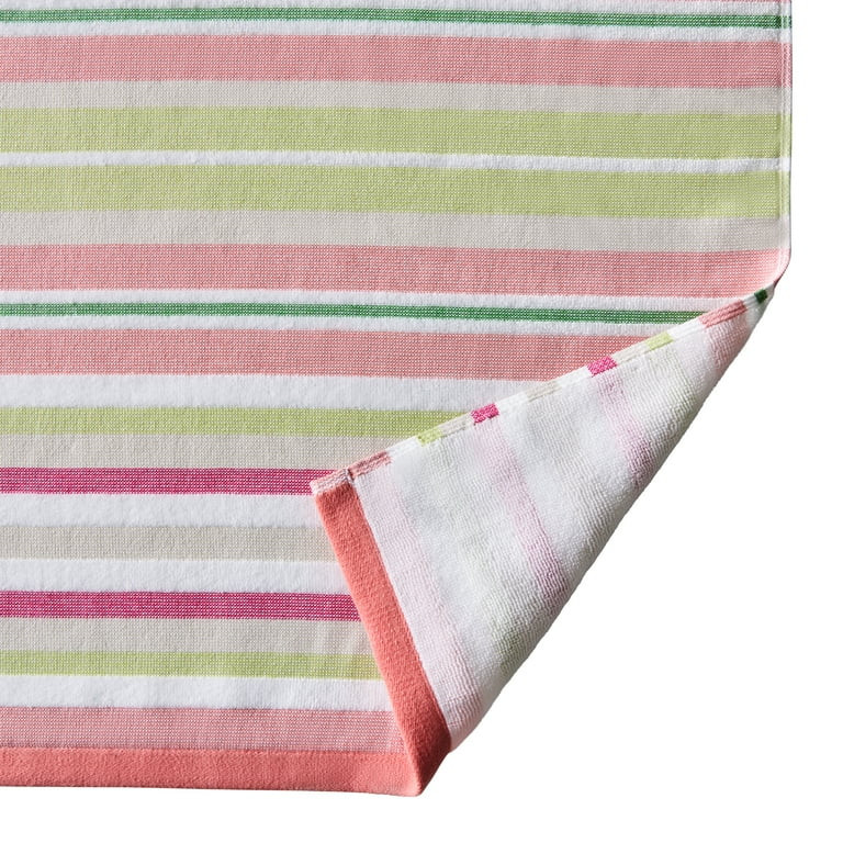 Better Homes & Gardens Coastal Tropez Striped Pink & Green Cotton-Blend Beach Towel | Walmart (US)