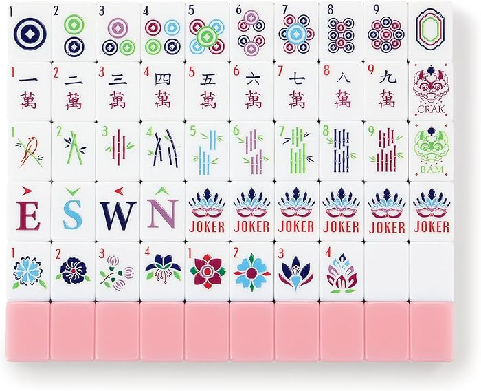 American Mahjong Tile Set,166 Tiles White Pink Acrylic Carving Tiles,Mahjong Game Set with Portab... | Amazon (US)