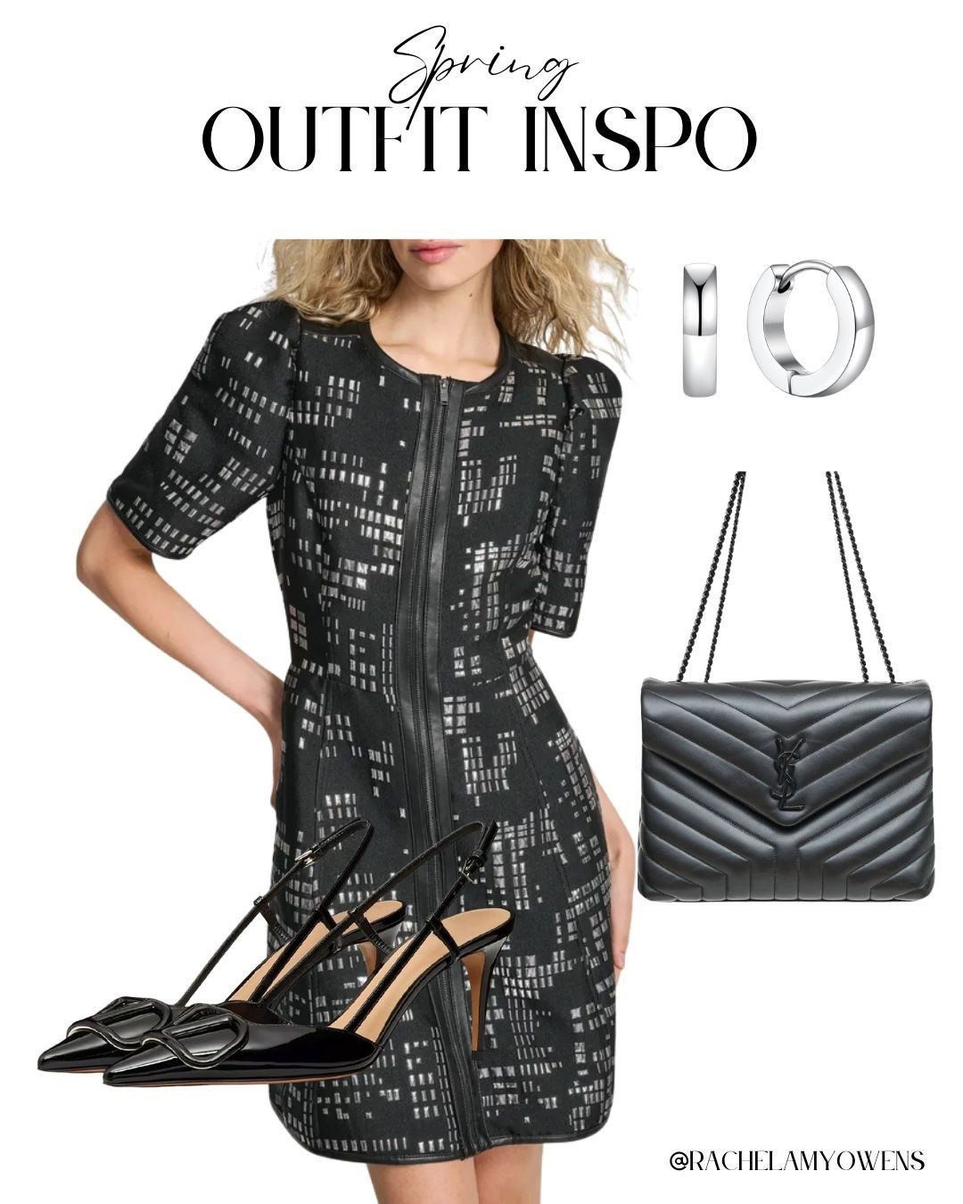 City Lights & Sleek Silhouettes! 🌃
Step into the city with confidence in this edgy and sophisticated spring ensemble! ✨
I am obsessed with the statement piece: a black short-sleeve mini dress featuring a unique silver metallic skyscraper-inspired print and a sleek front-zip detail. To keep the look modern and polished, I paired it with black patent leather slingback heels featuring a bold architectural buckle. I finished the look with a luxury quilted black leather shoulder bag and dainty silver huggie hoop earrings for a touch of effortless glam!
#OOTD
#SpringOutfit
#CityStyle
#MiniDress
#SlingbackHeels
#PatentLeather
#QuiltedBag
#SilverJewelry
#EdgyFashion
#SpringFashion
#LTKStyle
#OutfitInspo
#StreetStyle
#ChicLook
#StylingInspo


#LTKspringtrends #LTKspring #LTKootd