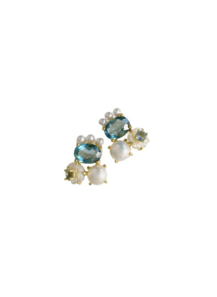 pre order: stud collection: london blue + pearly abstract stud | Nicola Bathie Jewelry
