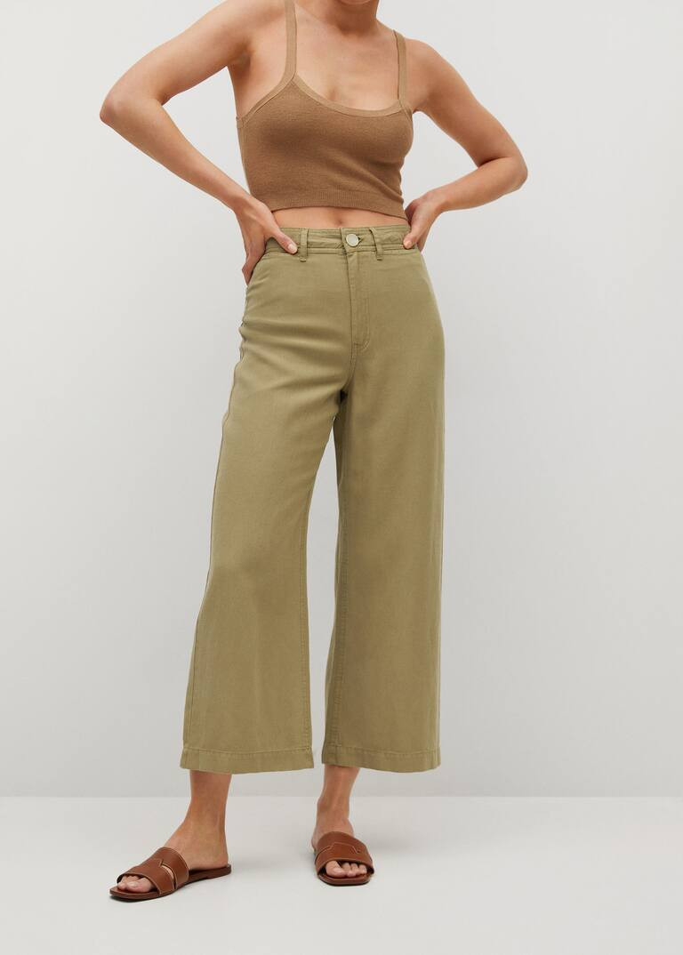 Cotton linen culotte trousers -  Women | Mango United Kingdom | MANGO (UK)