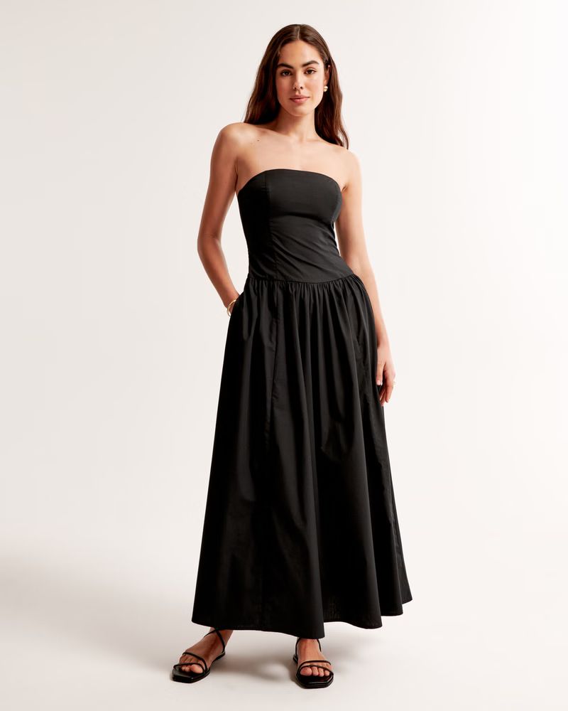 Strapless Drop-Waist Maxi Dress | Abercrombie & Fitch (US)