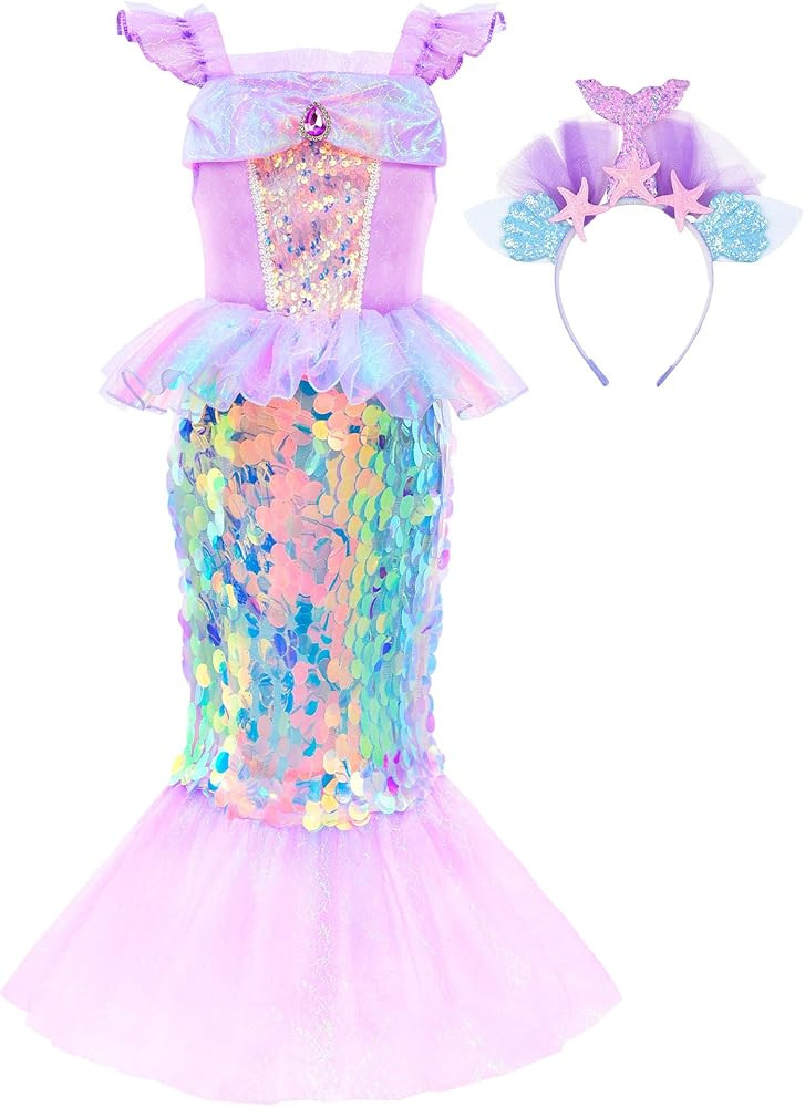 Princess Dress for Toddler Girls Sequins Costumes Halloween Cosplay Dress Up Fancy Party Birthday... | Amazon (US)