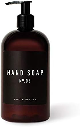 Sweet Water Decor Amber Plastic Refillable Jar Soap Dispensers | Modern Hand Soap Dispenser with ... | Amazon (US)