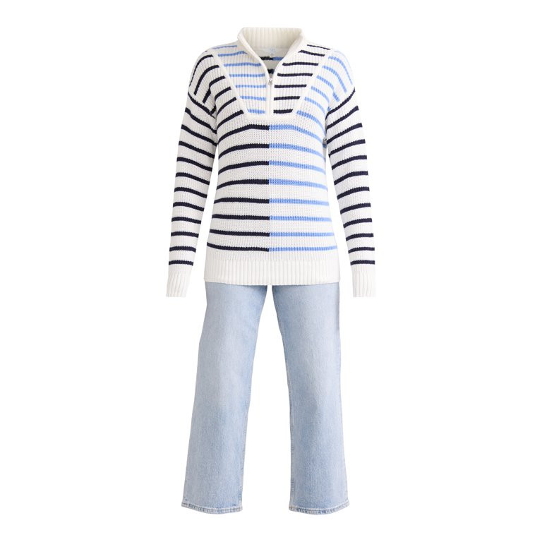 Time and Tru Women's Half Zip Pullover Sweater, Midweight, Sizes XS-XXXL | Walmart (US)