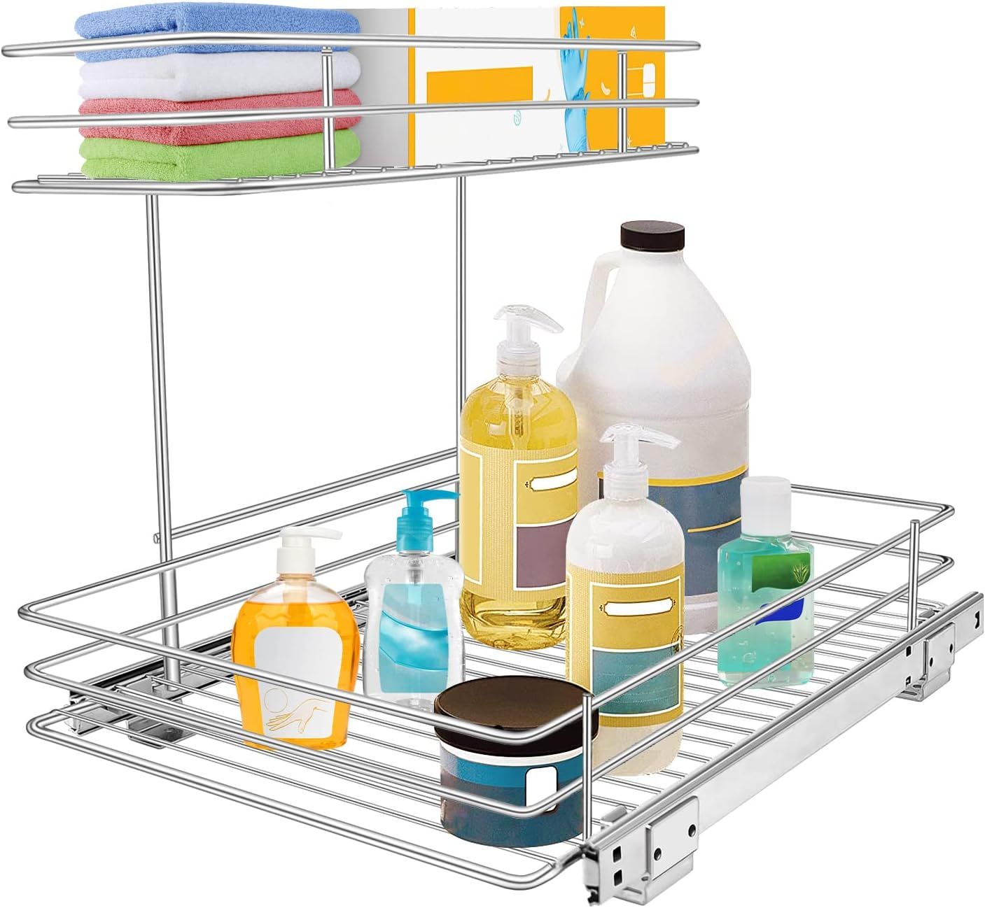 Pull Out Cabinet Organizer, Tksrn Kitchen Under Sink Slide Out Storage Shelf with 2 Tier Sliding ... | Amazon (US)