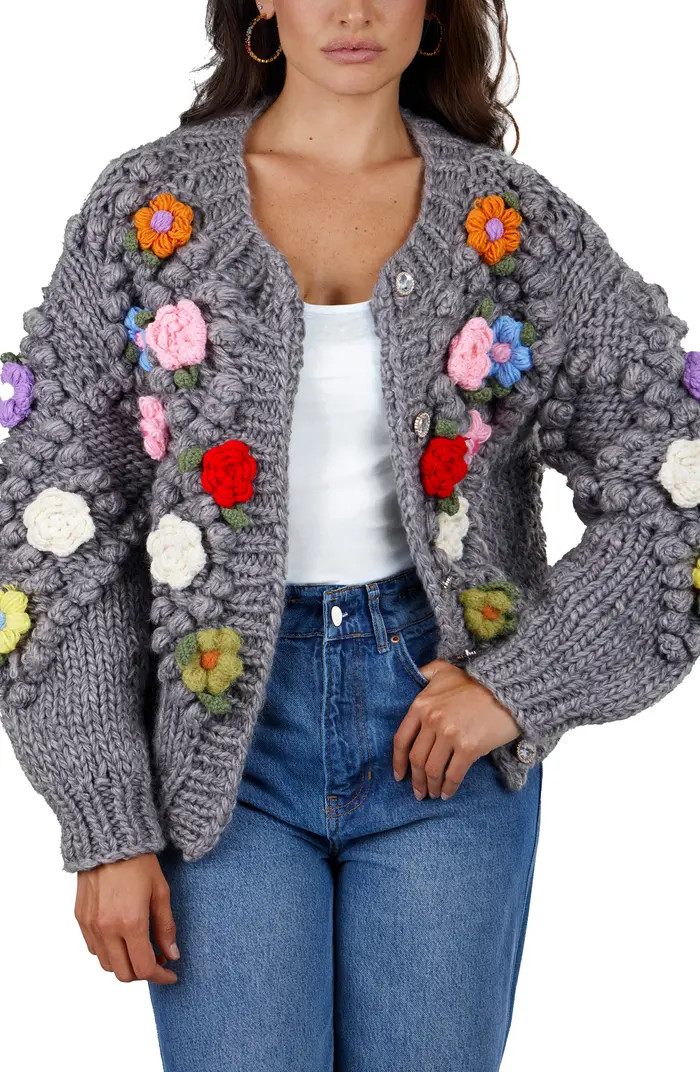 SAACHI Flower Pompom Cardigan | Nordstromrack | Nordstrom Rack