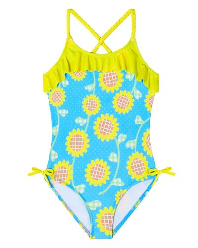 Angel season Toddler Girls' Swimwear one Piece Swimsuits for Kids 2-3 Little Kids with Upf50+ Cute Ruffle Bathing Suit Summer Swimming Suit for Girls Quick Dry for Beach Sport Crossback Sunflower | Amazon (US)